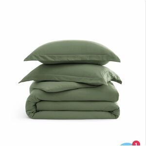 BEDSURE Olive Green King Ultra Soft Hypoallergenic Microfiber Duvet Cover Set-NE